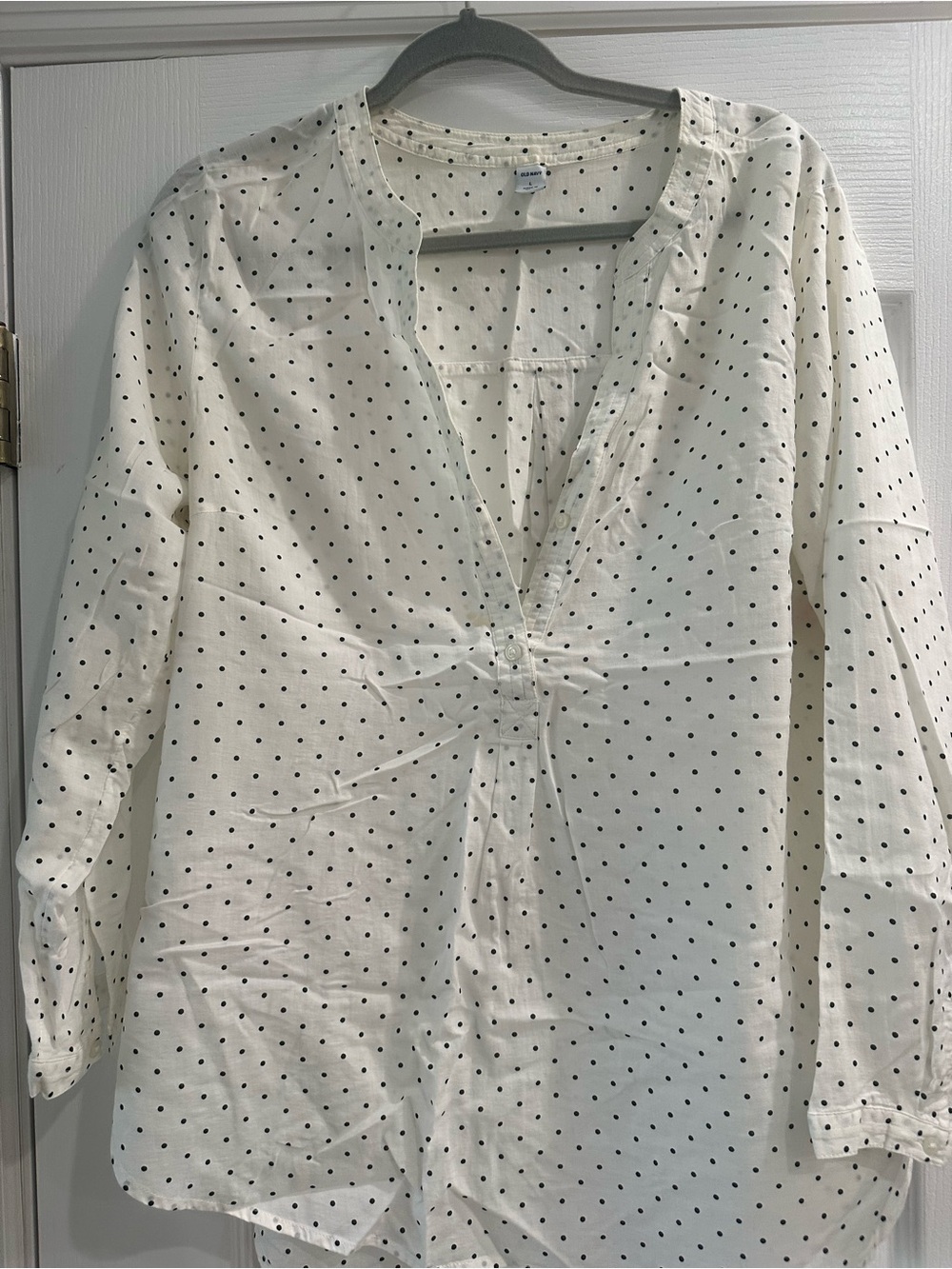 Old Navy Cream Blouse with Black Polka Dots